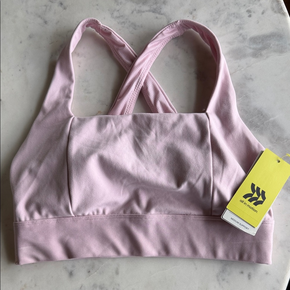 All in Motion Blush Pink Cross-Back Sports Bra 🩷